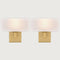 Set of 2 Modern Brushed Brass Gold with White Fabric Shade Wall Sconces for Bedroom